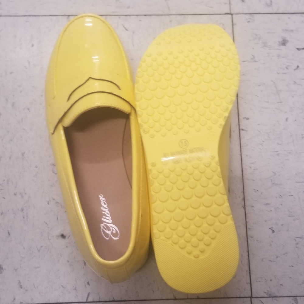 Women's Yellow Patent Slip On Loafers - Picture 4 of 5